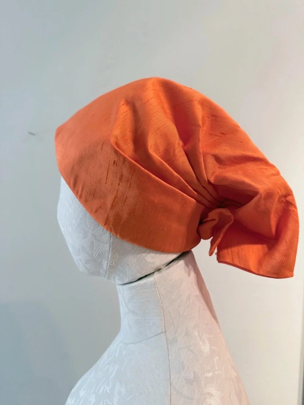 Vintage Saks Fifth Avenue ,Orange Raw Silk-like Turban